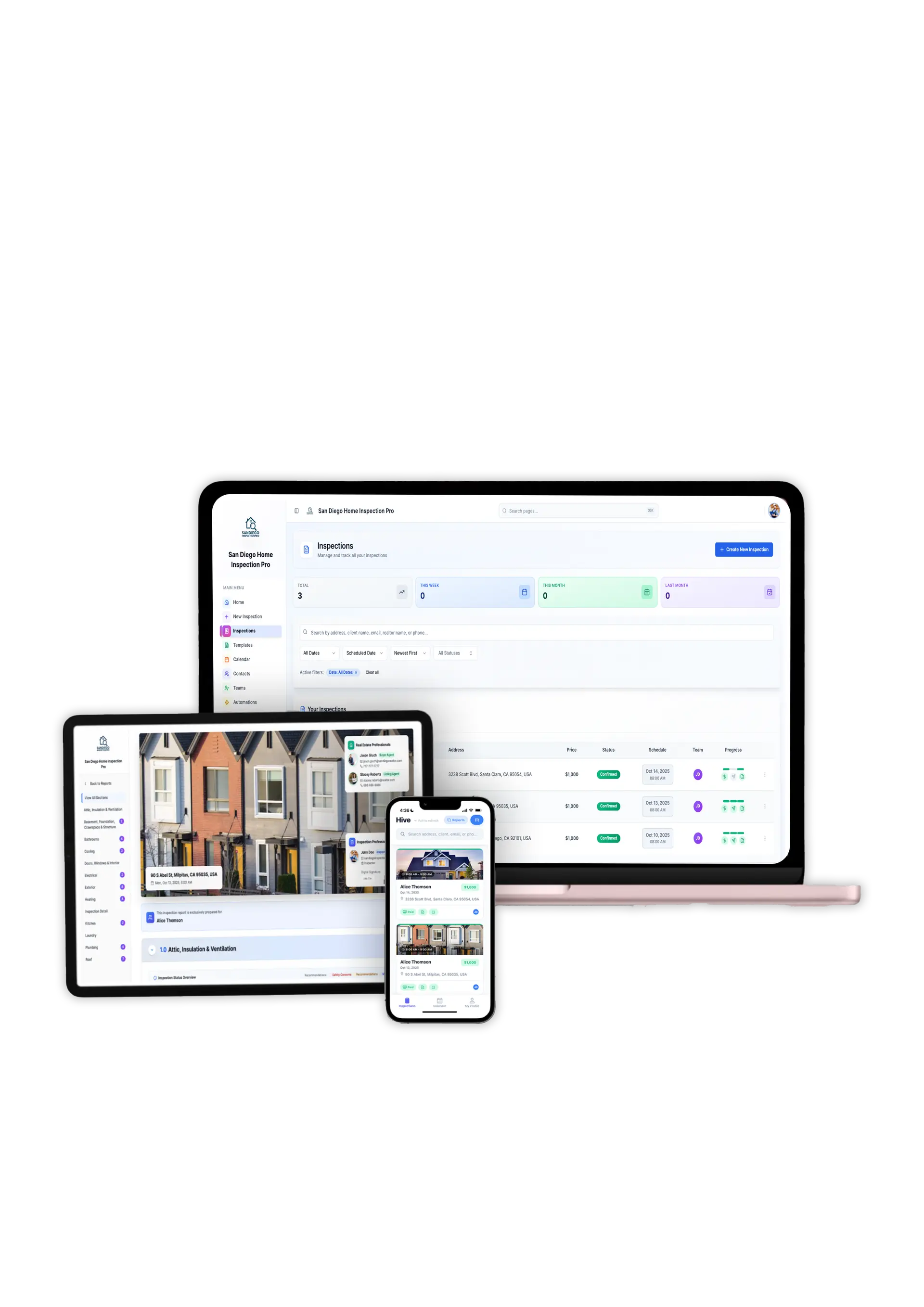 Inspection report on mobile and desktop